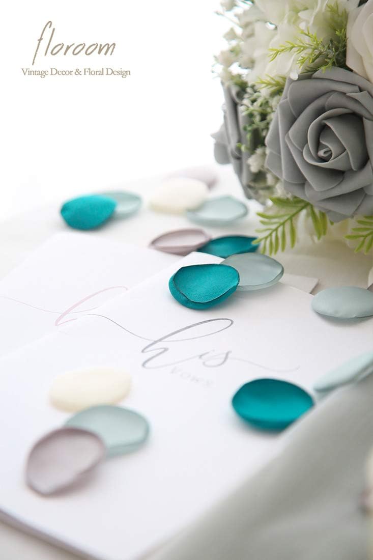 Floroom 300pcs Rose Petals Teal Green Faux Silk Flower Petals for Wedding Flower Girl Basket Aisle