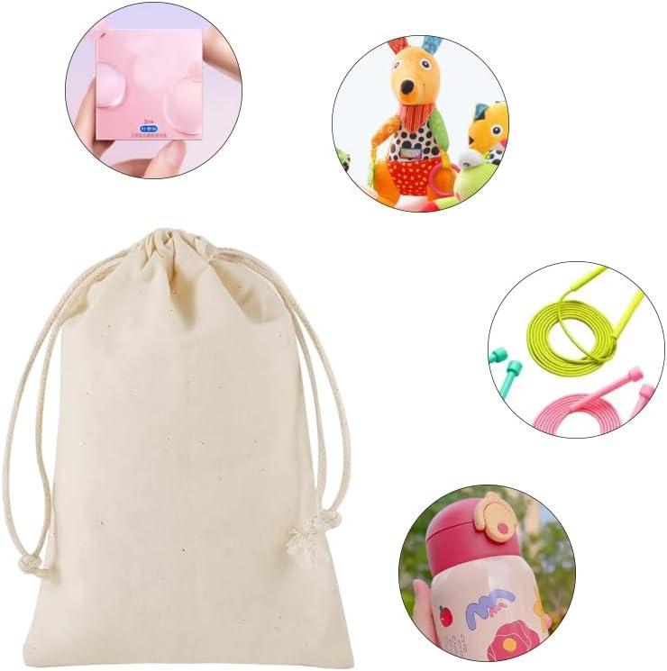 gobyhumm 50 Pieces Pure Cotton Drawstring Bags Muslin Bags Sachet Bag for Home Supplies （2.8 * 3.5"）