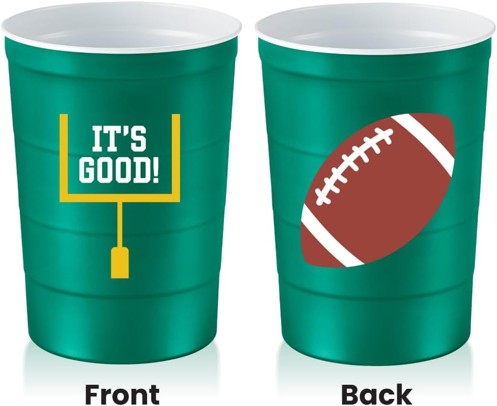 16 oz. Party Cup Football 'It's Good' Goal Post Design for Cold Drinks, Durable, Disposable
