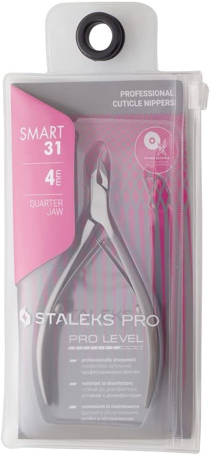 Staleks Pro SMART 31 Cuticle Nippers – 4mm Blade Cuticle Trimmer – Sharp & Durable Stainless Steel