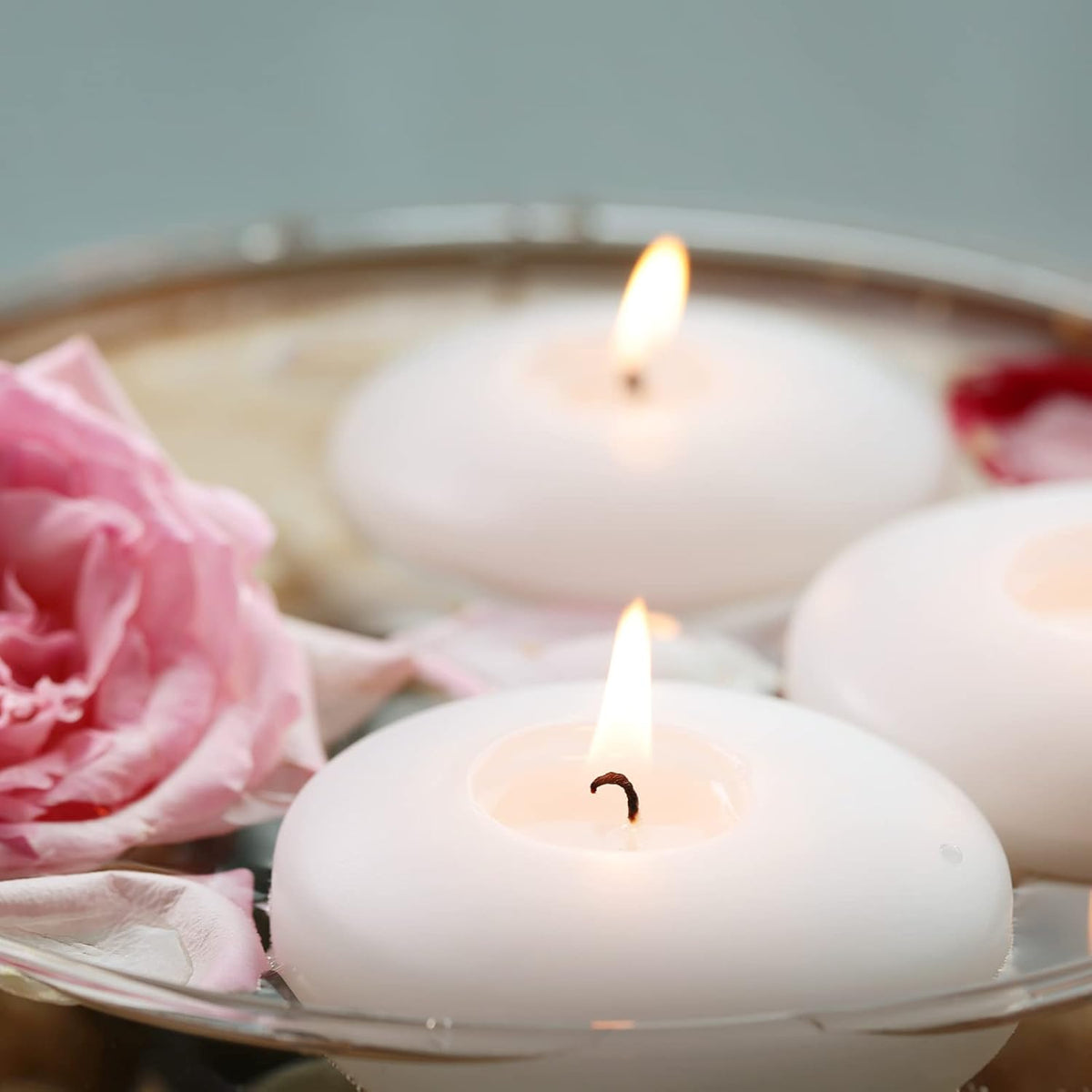 12 Pack Floating Candles, 3” White Unscented Dripless Wax Burning Candles, for Weddings, Party