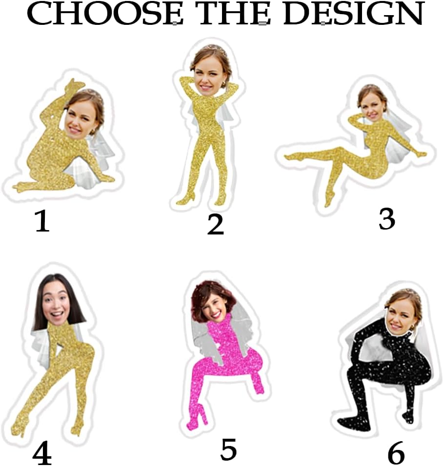 Personalized 50 pcs Double-Sided Wedding Stir Stick, Custom Bride Face Dancers Stir Stick, Acrylic