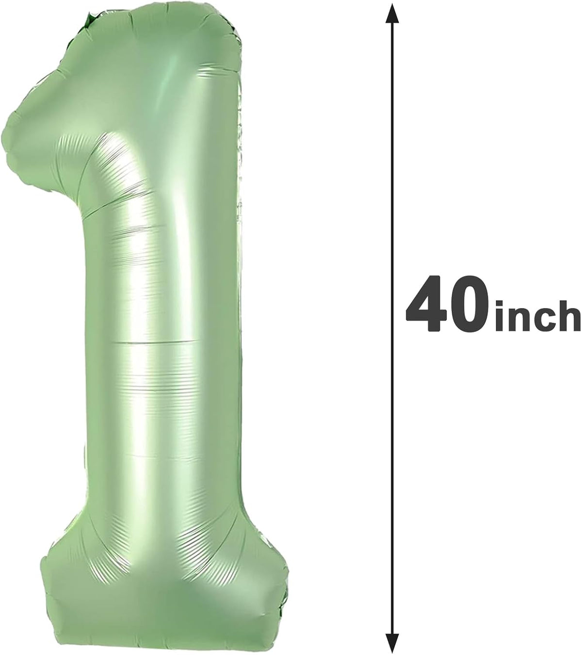 Sage Green Number 1 Balloon 40 inch, Number 1 Birthday Balloons for Boy Girl, Oliver Green Foil One