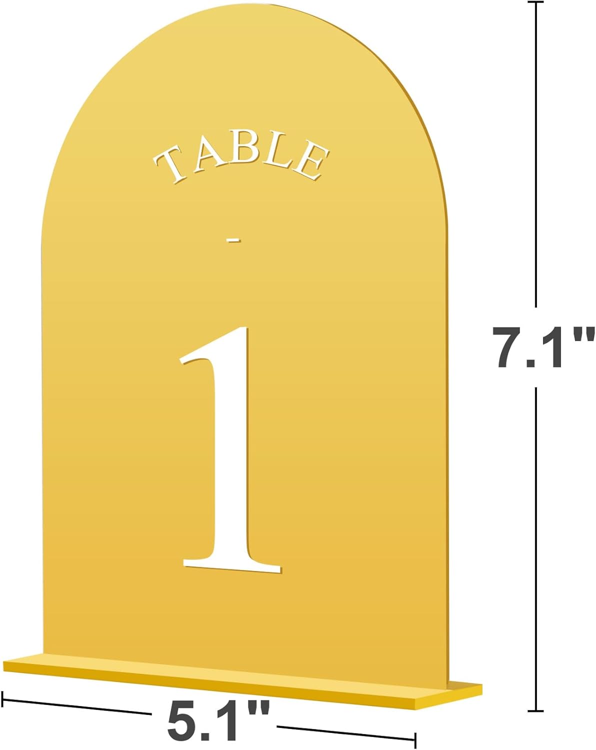 JOYIT Arch Wedding Table Numbers 1-30 with Stands – 5" X 7" Acrylic Mirrored Gold Table Number