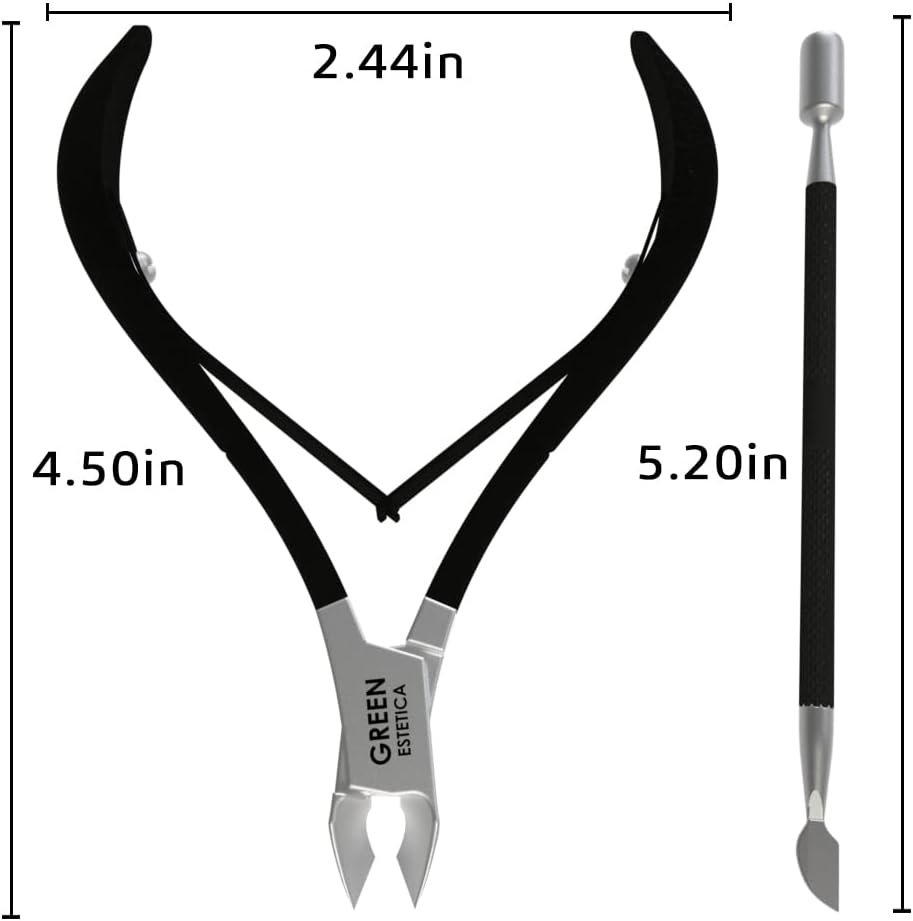 Professional Cuticle Trimmer with Cuticle Pusher Nail Cuticle Remover Nipper Silver Stainless Steel