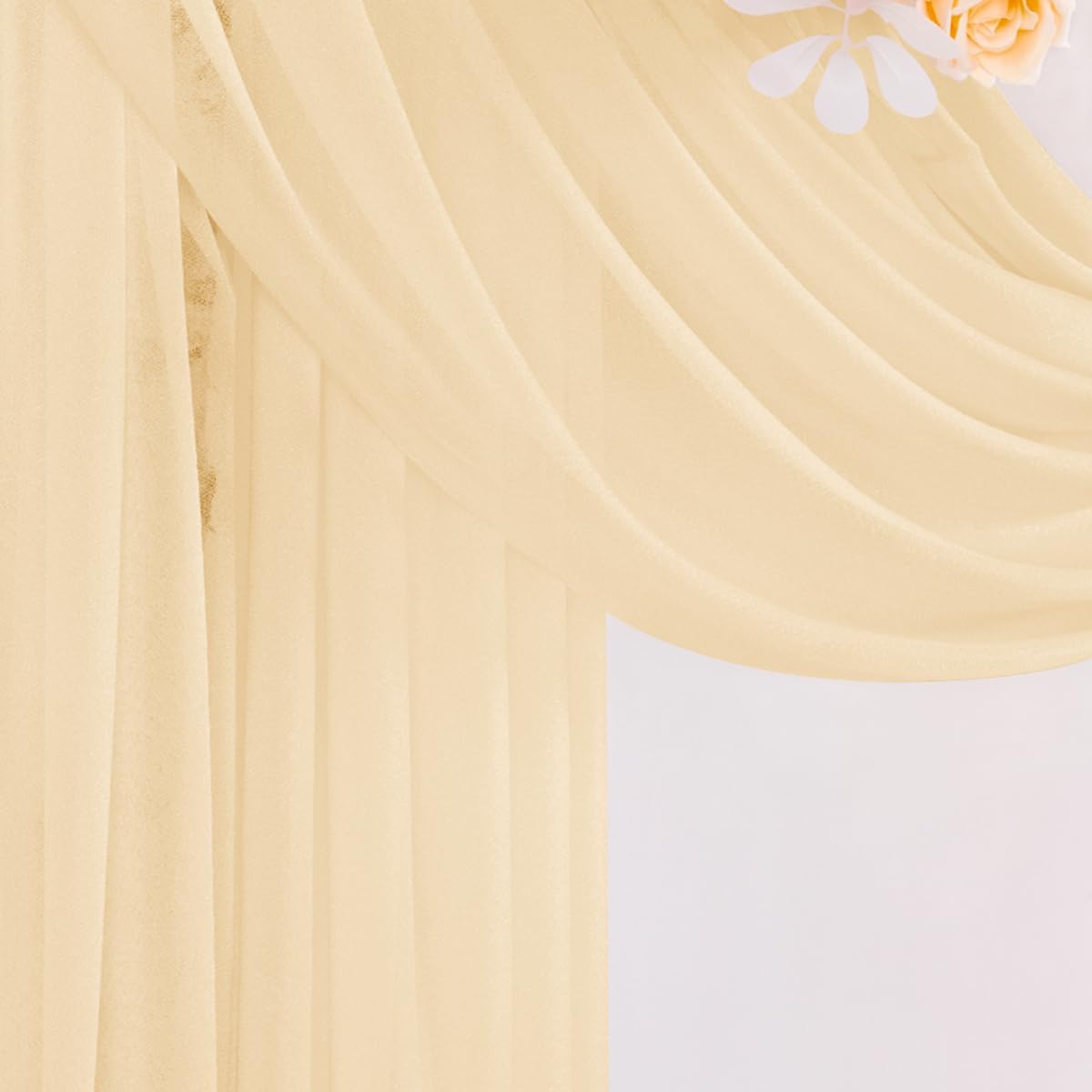 Champagne Gold Wedding Arch Draping Fabric 2 Panels 29" x 20 FT Wedding Drapes for Backdrop Sheer