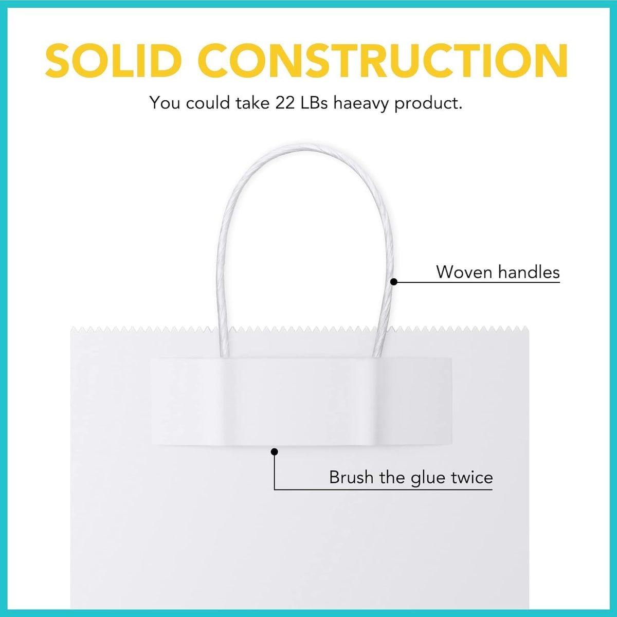 GSSUSA 16x6x12 Inches Large Paper Bags with Handles, 6000 Pack White Paper Gift Bag, Recyclable