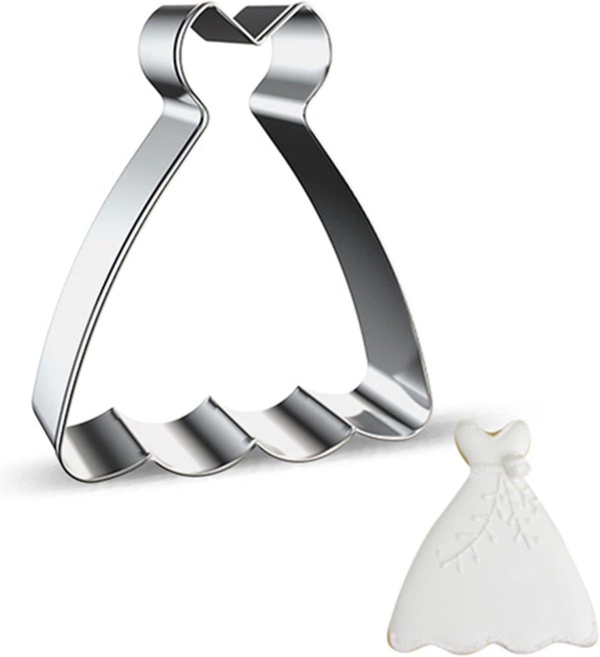 Large Size Dress Shaped Cookie Cutter, Stainless Steel Strapless Princess Dress Wedding Dress