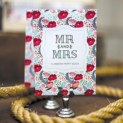 Bentley Seeds Mr & Mrs Pre Filled Flanders Poppy Seed Packets - 25 Individual Flanders Poppy Seed