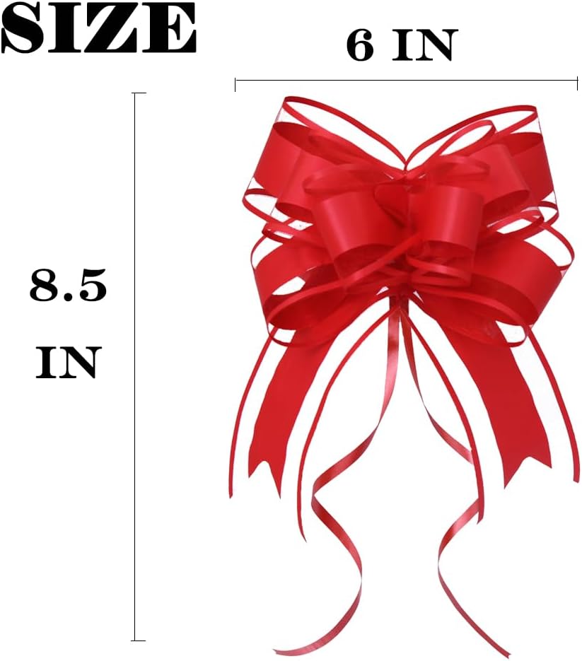 Pull Bows for Gift Wrapping – 15-Pack Red Gift bows, Waterproof DIY Bow for Christmas, Weddings