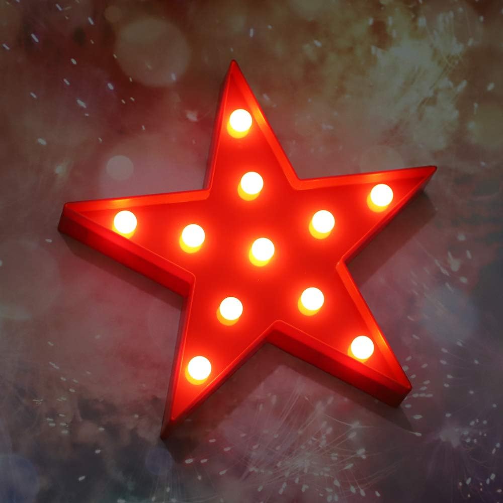 LED Marquee Star Signs Night Lights, Battery Operated Star Shaped Desk Table Lamp for Kids, Baby
