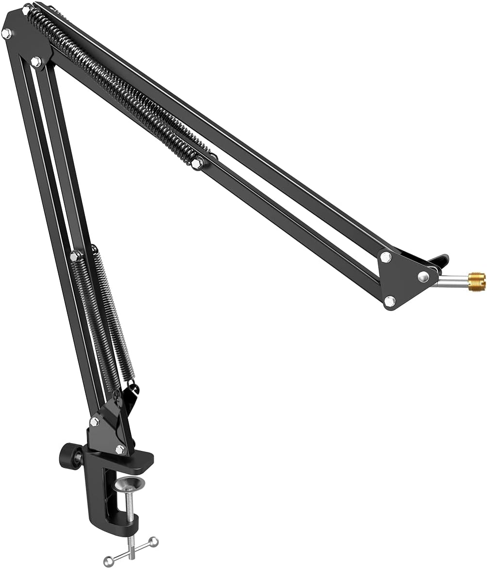 Microphone Arm Stand, FIFINE Suspension Boom Scissor Mic Stand with Heavy Duty Clamp, 3/8" to 5/8"