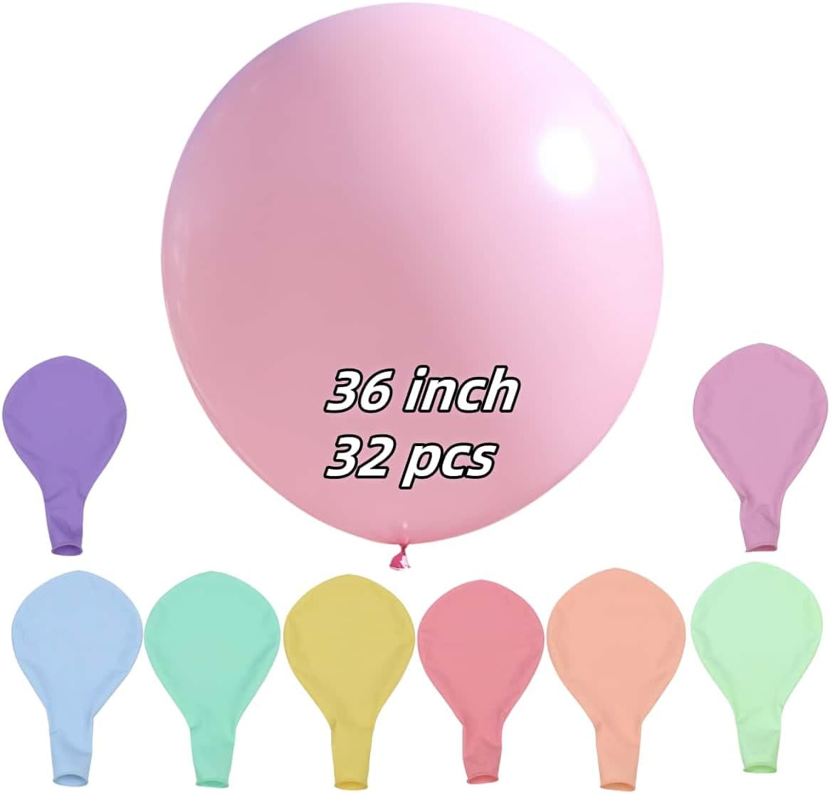 32 Pack Pastel Balloons 36 inch Multicolor Macaron Balloon for Valentine's Day Girls Birthday Baby