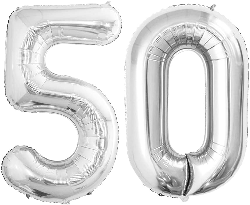 GOER Number 50 Balloons for 50th Birthday Party Decorations,42 Inch Jumbo Foil Helium Balloons for