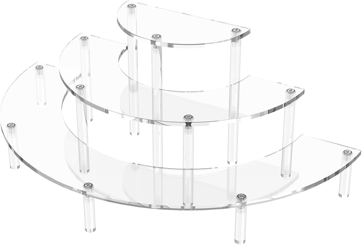3 Tier Acrylic Display Risers, Half Moon Cupcake Stand, Clear Perfume Organizer, Dessert Stand for