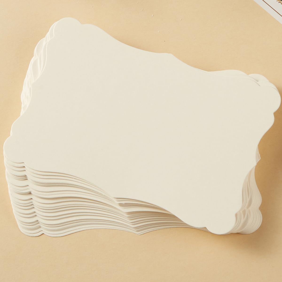 50 Pack Blank Kraft Cards Cardstock Thick Paper Brown Greeting Cards for DIY Gift Card Menus, Baby