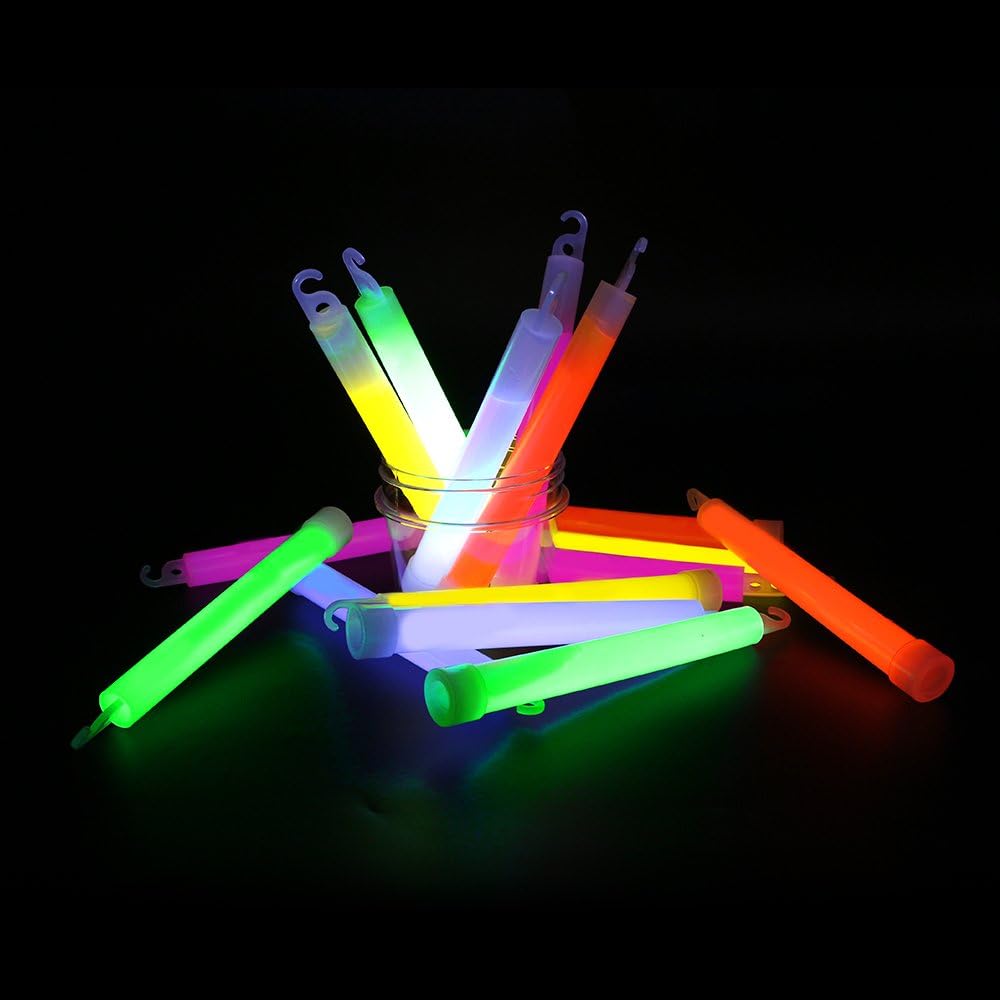 novelinks 100 Pcs 6'' Premium Glow Sticks Bulk - Ultra Bright Large Glow Necklaces Light up Glow in