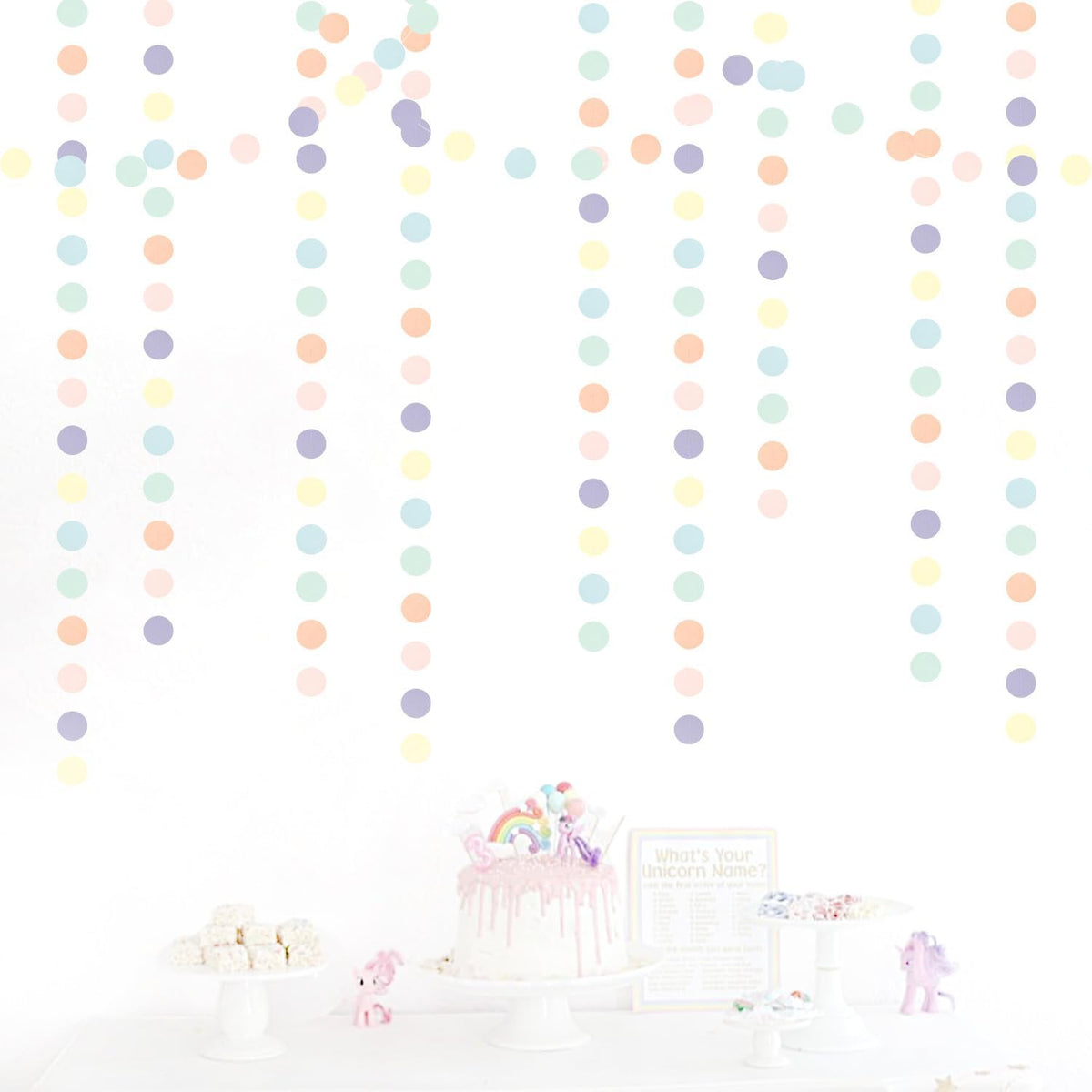 Pastel Rainbow Birthday Party-Decorations Streamers - 52FT Yellow Blue Mint Pink Purple Hanging