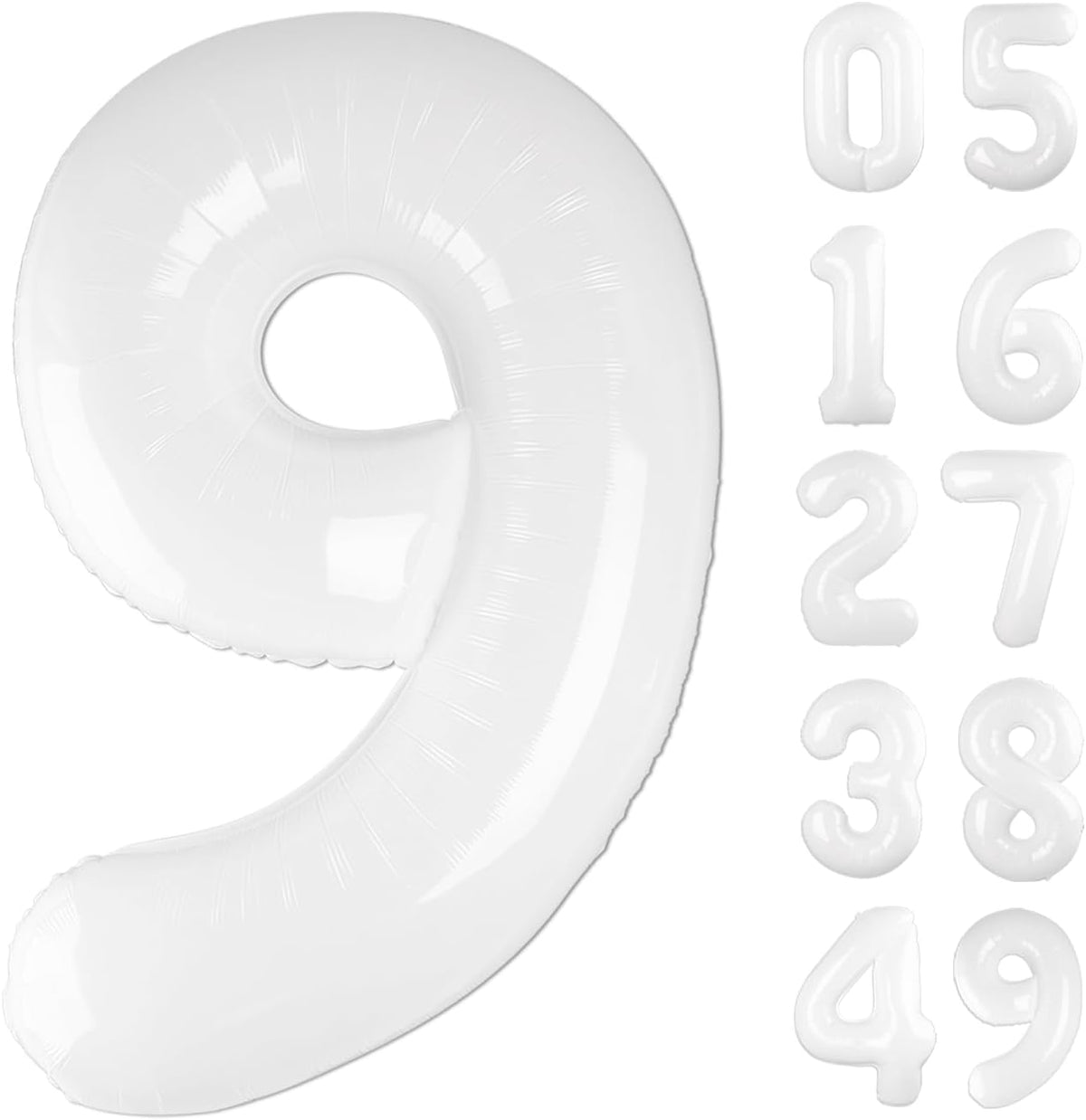 40 Inch Big White 9 Balloon Number, Jumbo Giant Happy 9th 19 29 39 49 99 Birthday Party