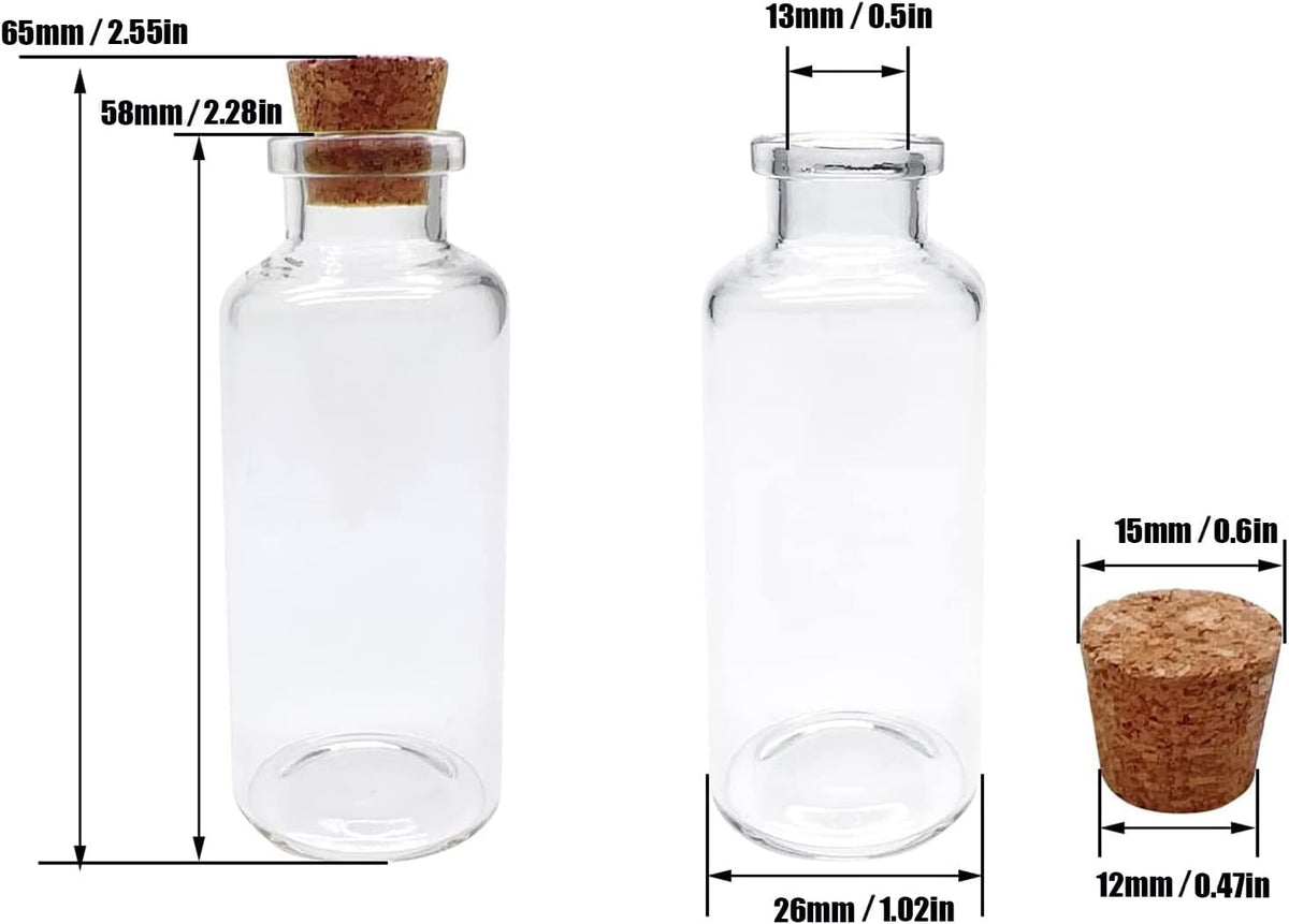 80 Pack 20 ML Glass Bottles with Cork Stoppers Mini Small Glass Bottles, for Wedding Favors, Crafts