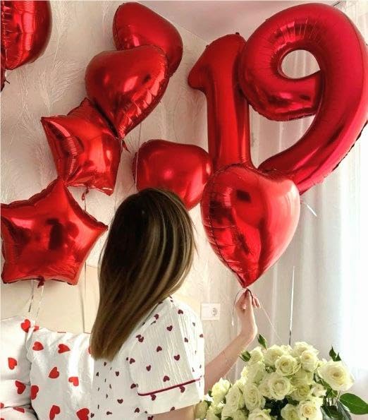 40 Inch Big Red 9 Balloon Number, Jumbo Giant Happy 9th 19 29 39 49 99 Birthday Party Decorations
