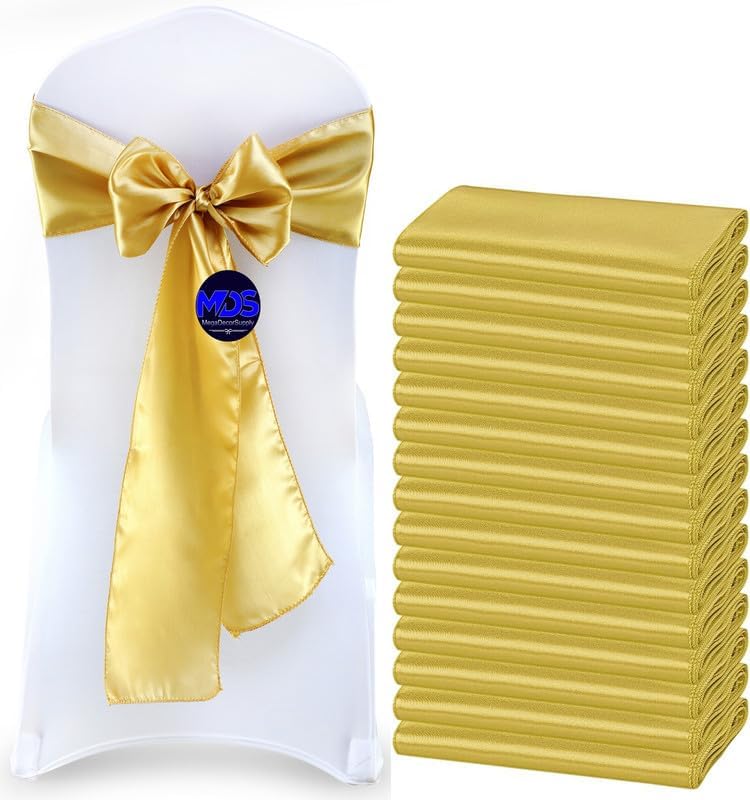 MDS Pack of 150 PCS Satin Chair Sashes Charmeuse Sateen Dining Chair Bows Ribbon Ties Back Sash for