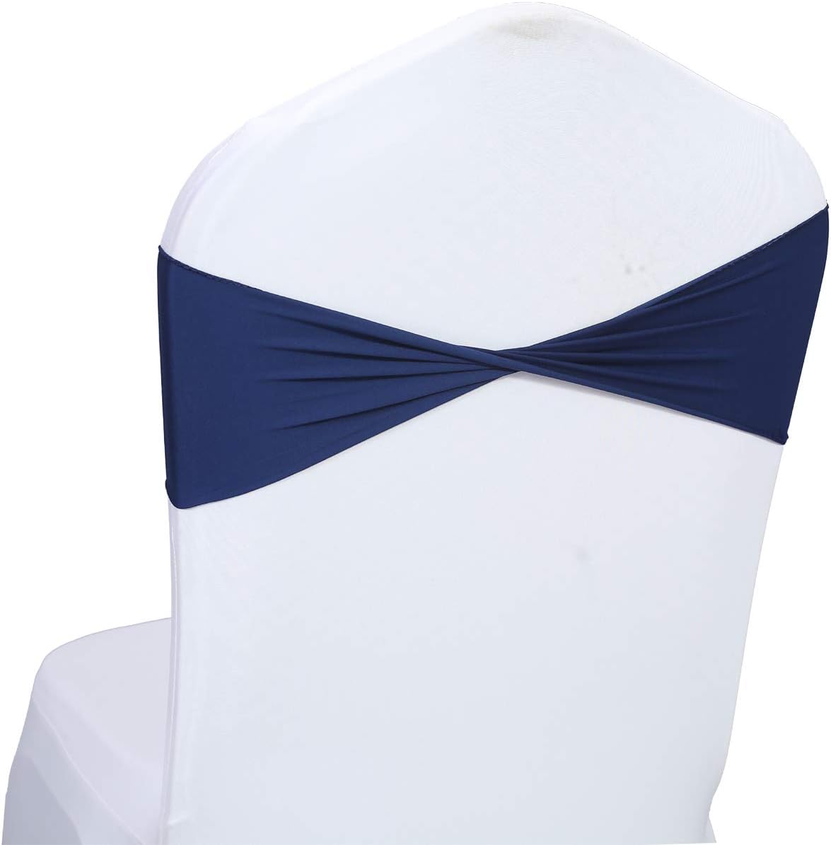 VDS Pack of 300 PCS | Navy Blue | Spandex Chair Sashes Bows Without Buckle | Stretch Elastic
