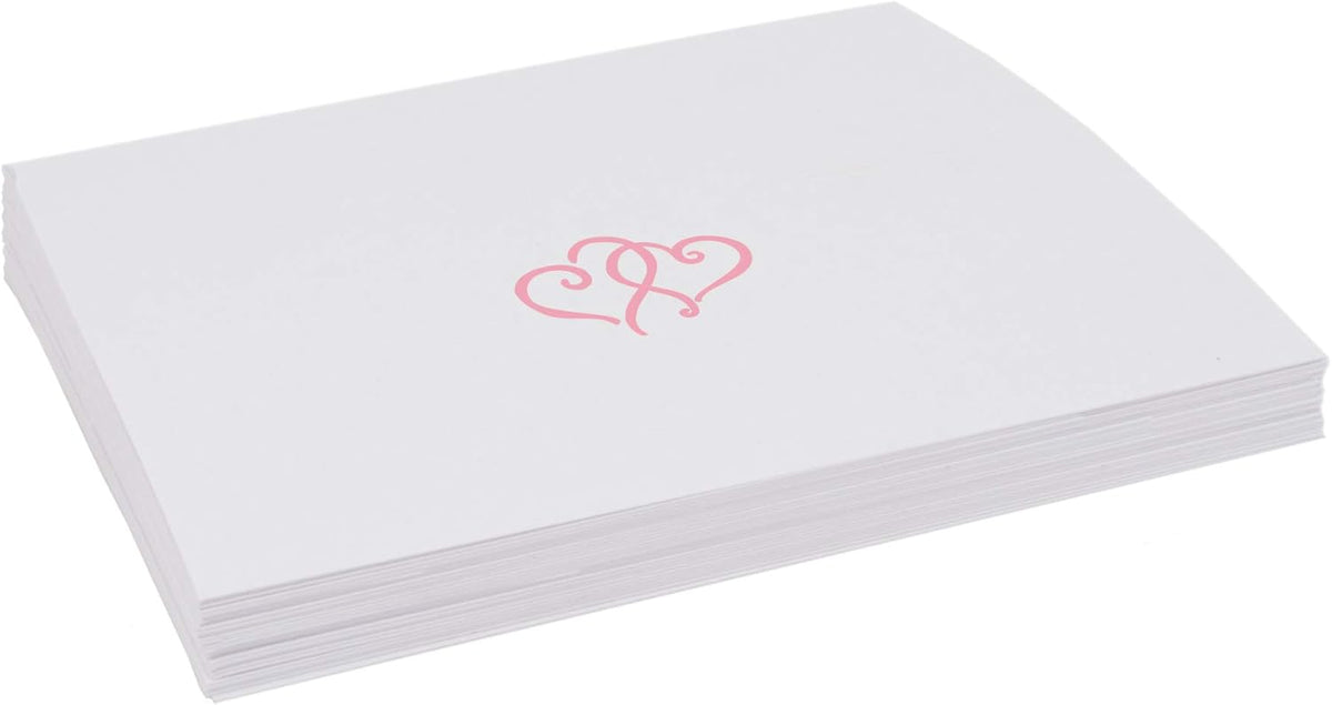 Linked Hearts Place Cards, Pink (Choose Color), Set of 150, Pre-cut and Scored - Wedding, Party