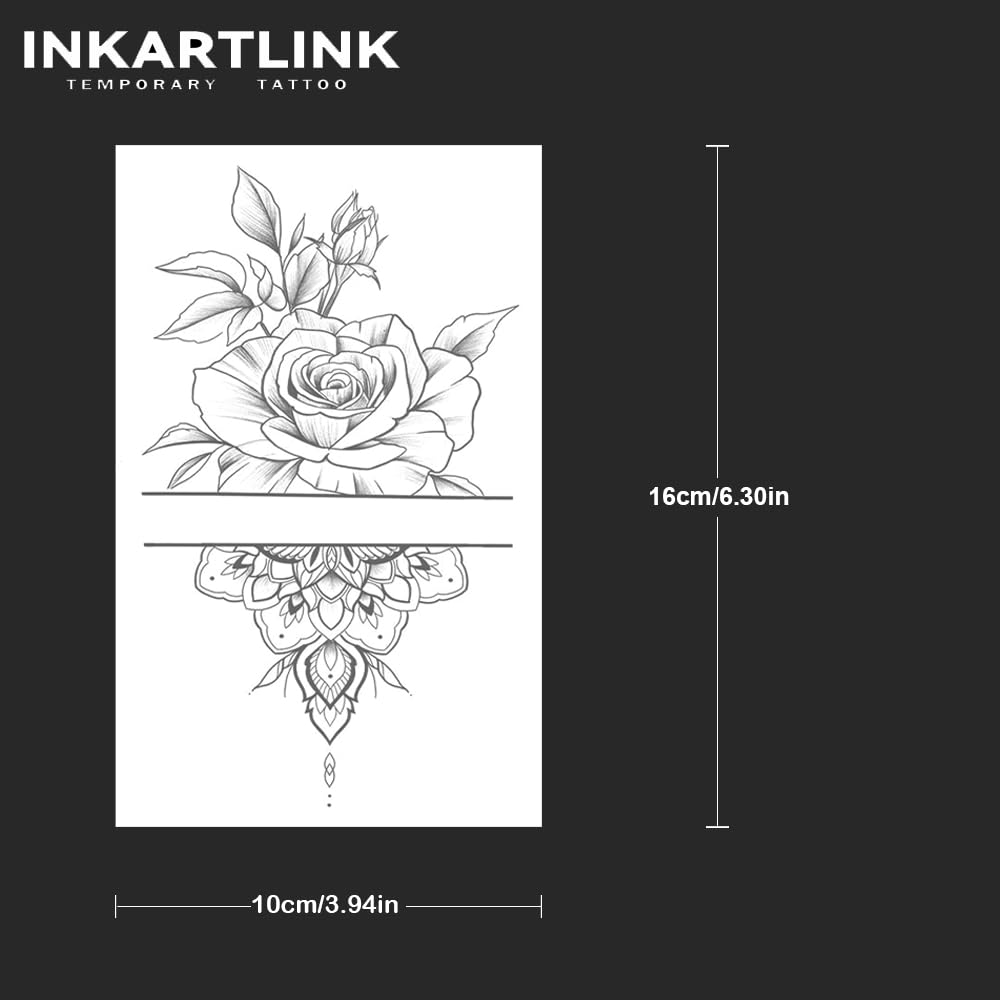 INKARTLINK Tattoo Tech, 2 Sheets Extra Large Semi Permanent Tattoo, Adult Art Design Temporary