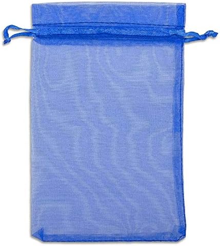 TheDisplayGuys 100-Pack 4x6 Royal Blue Sheer Organza Gift Bags with Drawstring, Jewelry Candy Treat