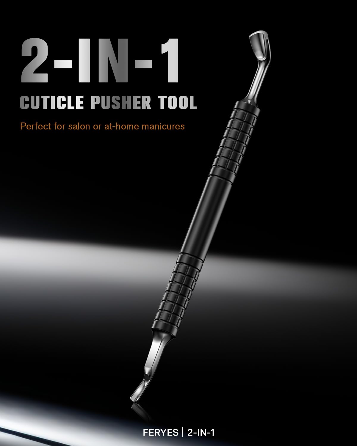 FERYES Upgraded Horseshoe Shape Cuticle Pusher with Fork, 2-in-1 Cuticle Remover Tool, Stainless