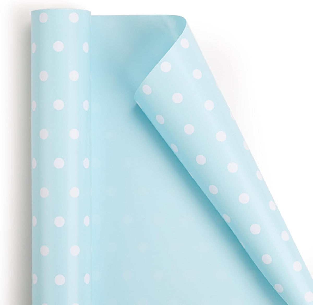 Flyhill Blue Wrapping Paper,Reversible Gift Wrap Paper with Polka Dot Design for