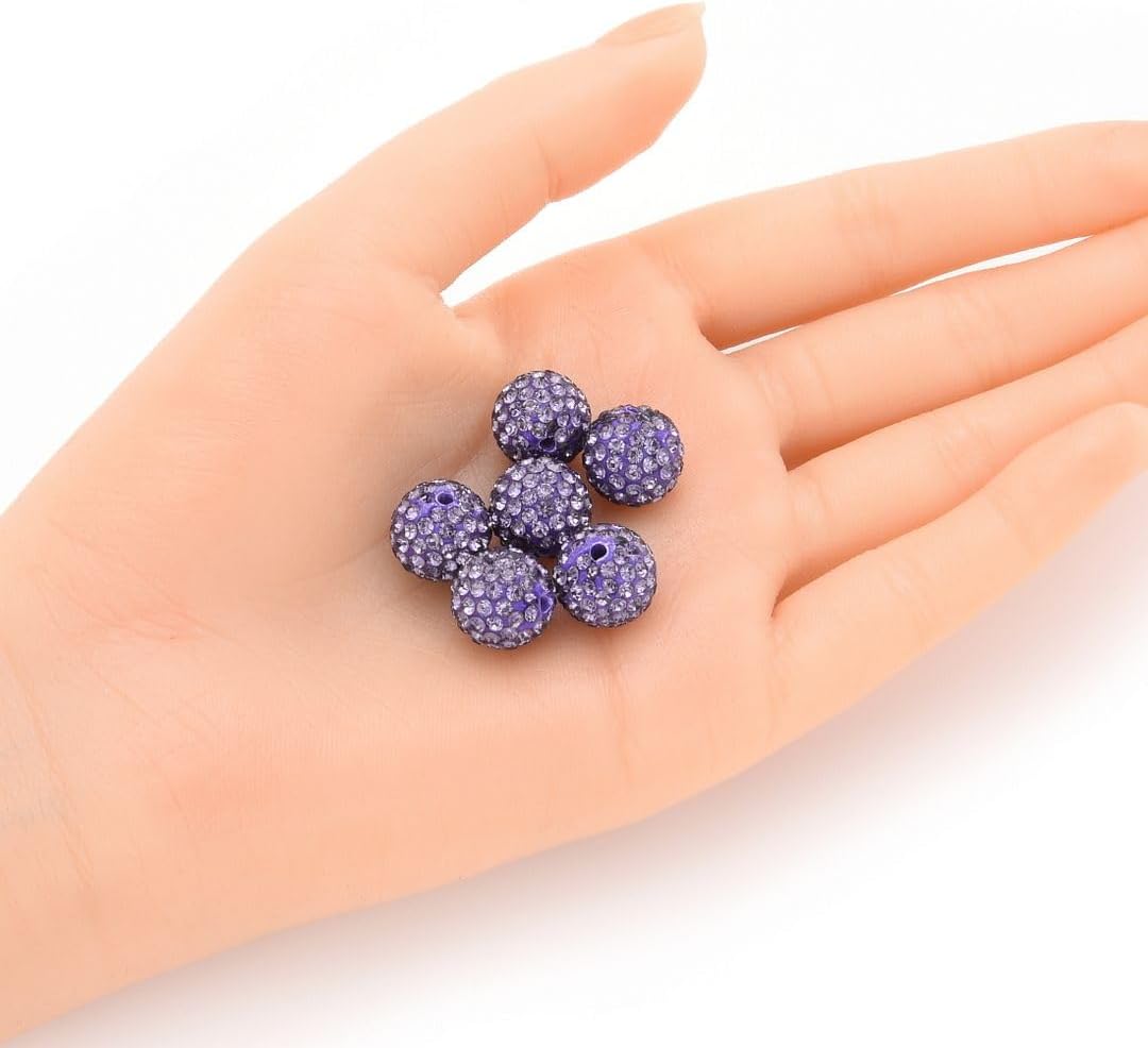 50pcs Adabele Grade A Suncatcher Crystal Rhinestone Pave Loose Beads 12mm Tanzanite Purple Polymer