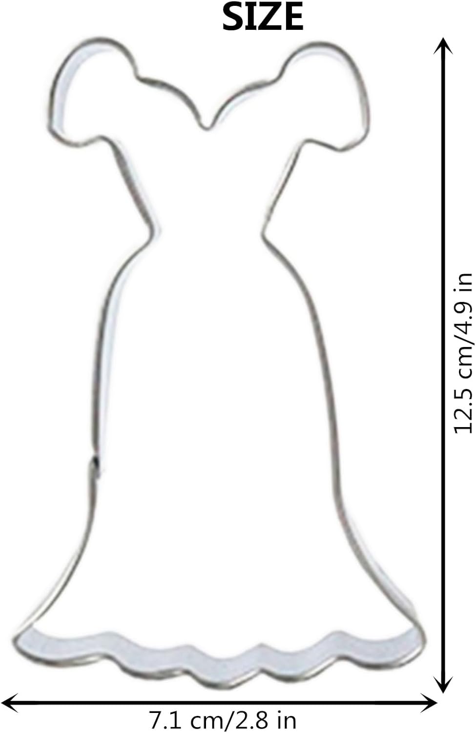Large Size Dress Shaped Cookie Cutter, Stainless Steel Short Sleeved Wedding Dress Princess Dress