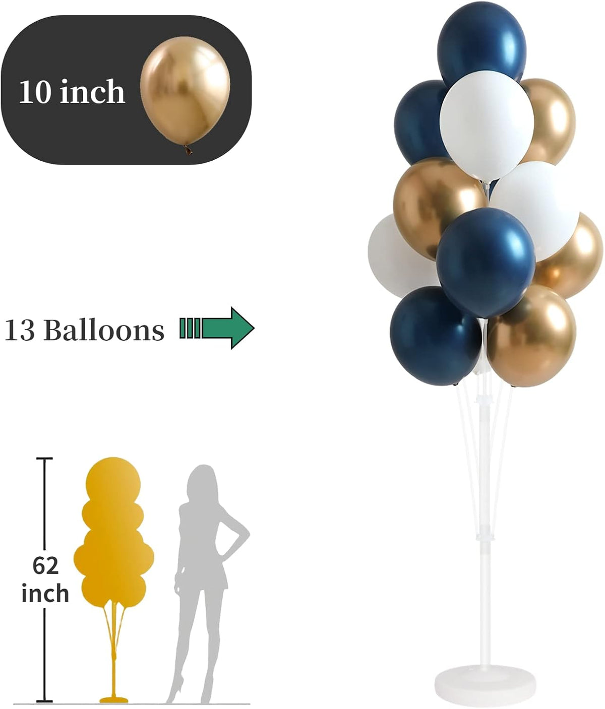Balloon Column Kit for Floor- Set of 2,Balloon Columns with Stand, Base and Pole,Balloon Tower