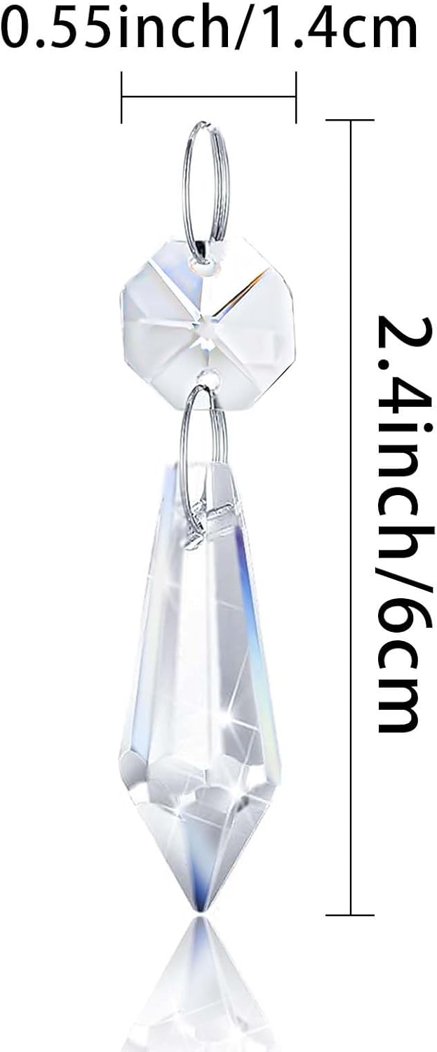 50PCS Premium Clear Crystal Teardrop Prism 2.4" -Crystal Glass Baroque Chandelier Pendant Drop