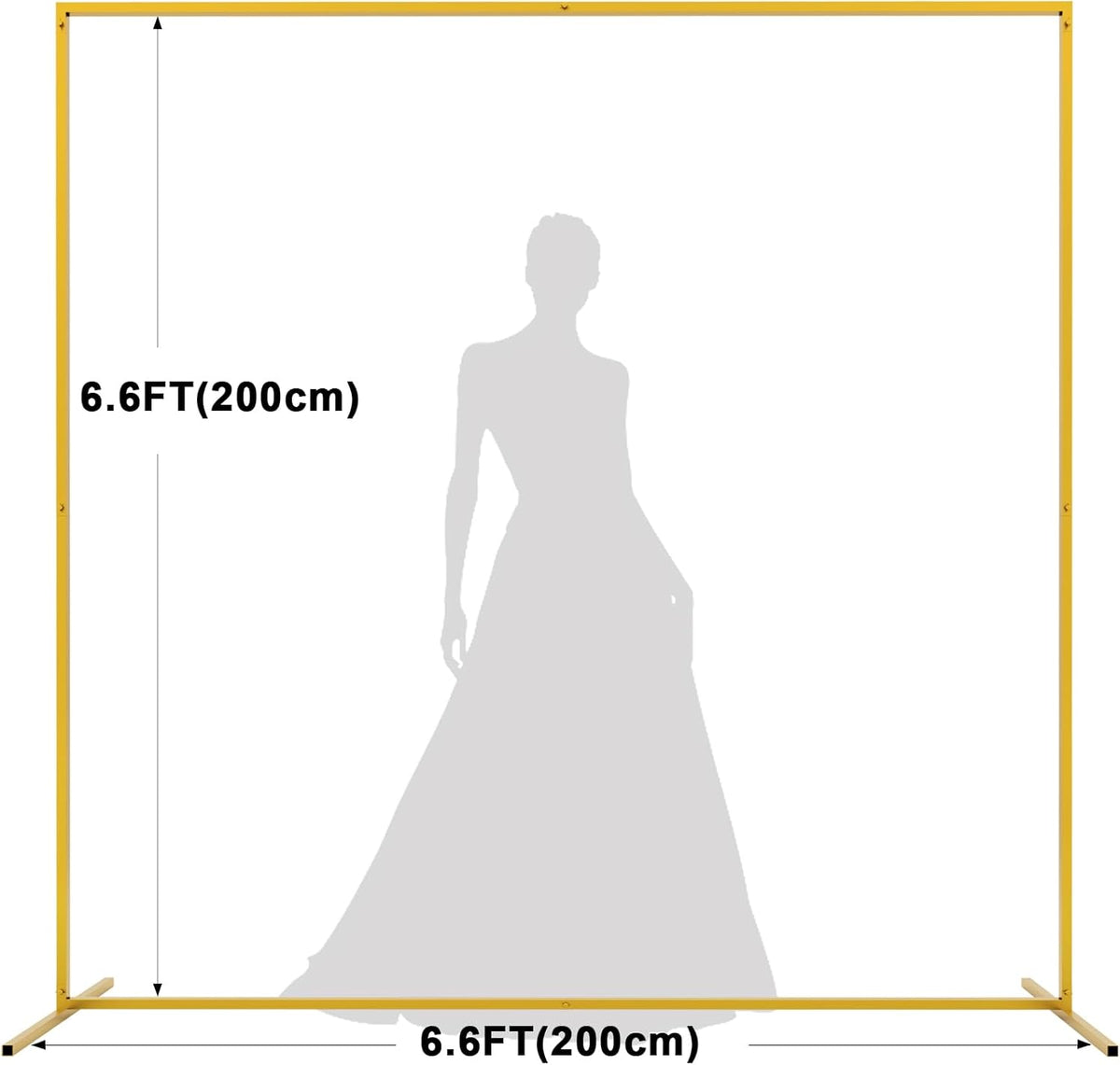 Asee'm 6.6FTx6.6FT Gold Wedding Arch Backdrop Stand Square Metal Rectangular Arch Frame for