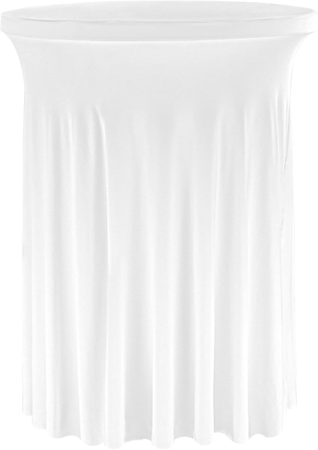 Fivenl Spandex Cocktail Table Skirt 32"x 43" White Stretch Cocktail Table Cover, Washable Round