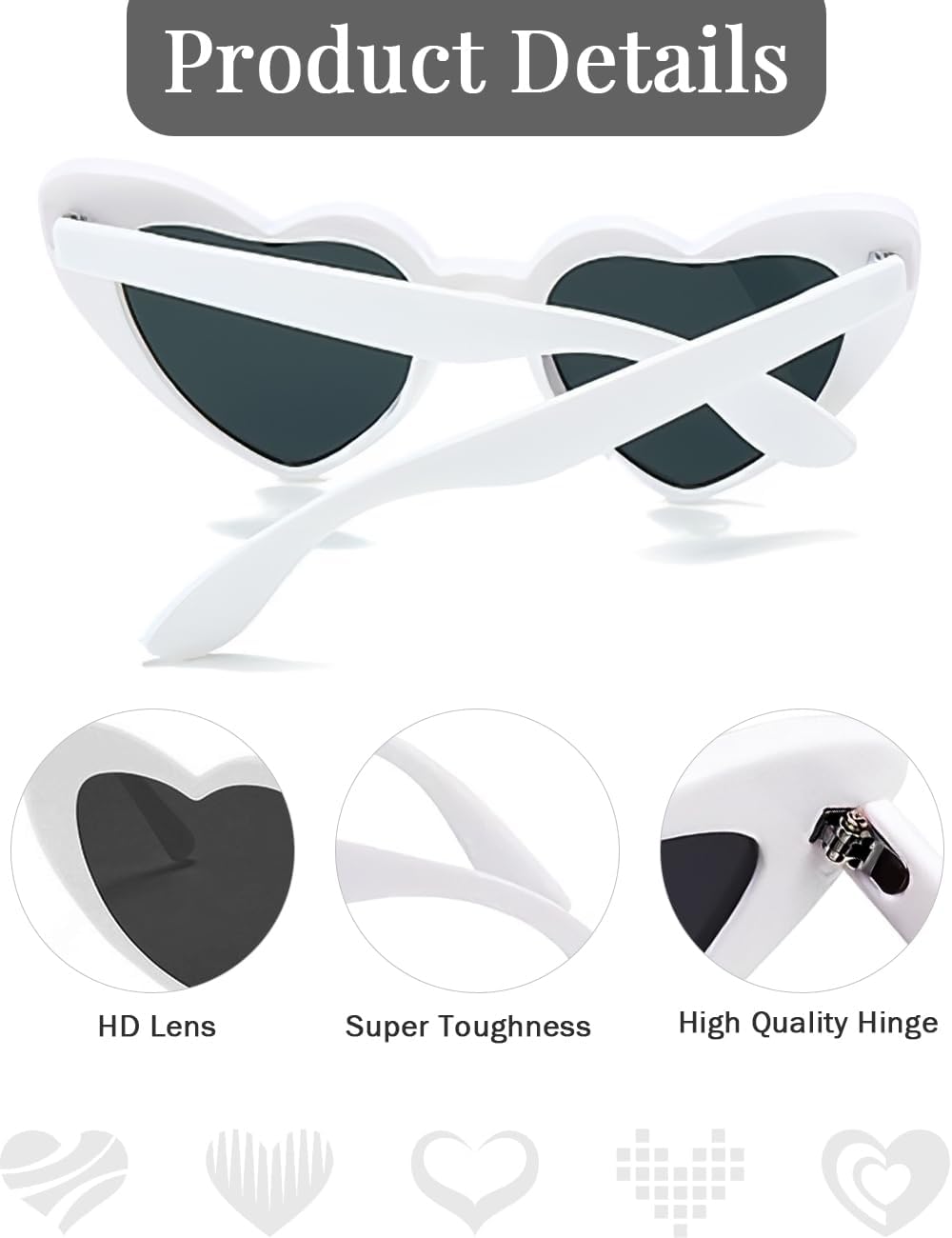 8 Pack Heart Sunglasses Vintage Cat Eye Heart Glasses Retro Bachelorette Bride Sunglasses Bulk for