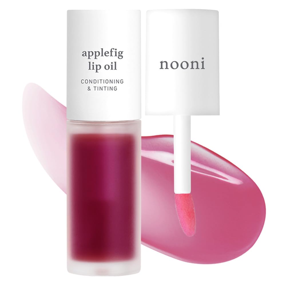 NOONI Korean Lip Oil - Applefig | Long-Lasting, Moisturizing, Plumping, Revitalizing for Dry Lips
