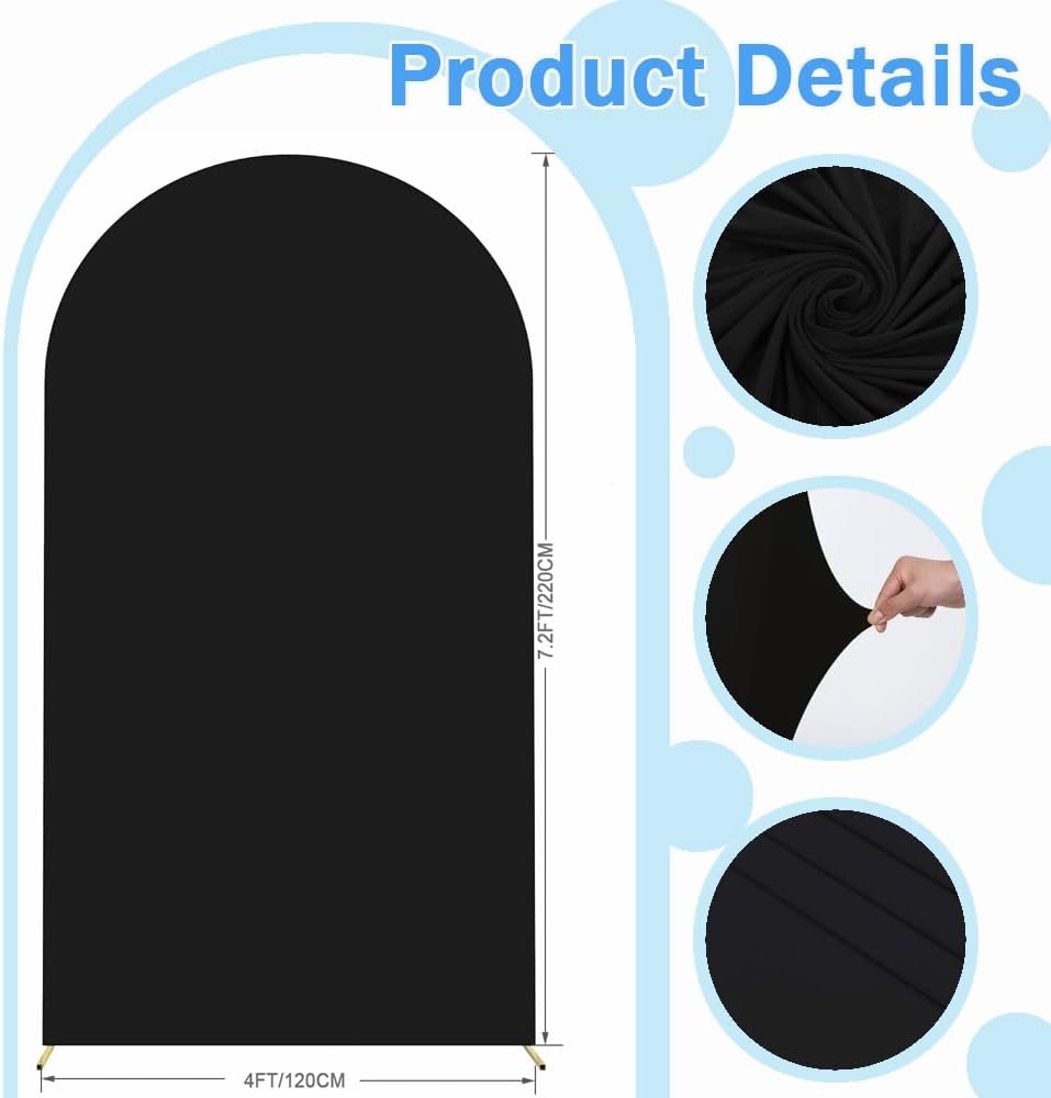 Black Arch Cover 4x7.2ft Arch-Backdrop-Cover Spandex Arched Covers Stretchy Backdrop Chiara Arches