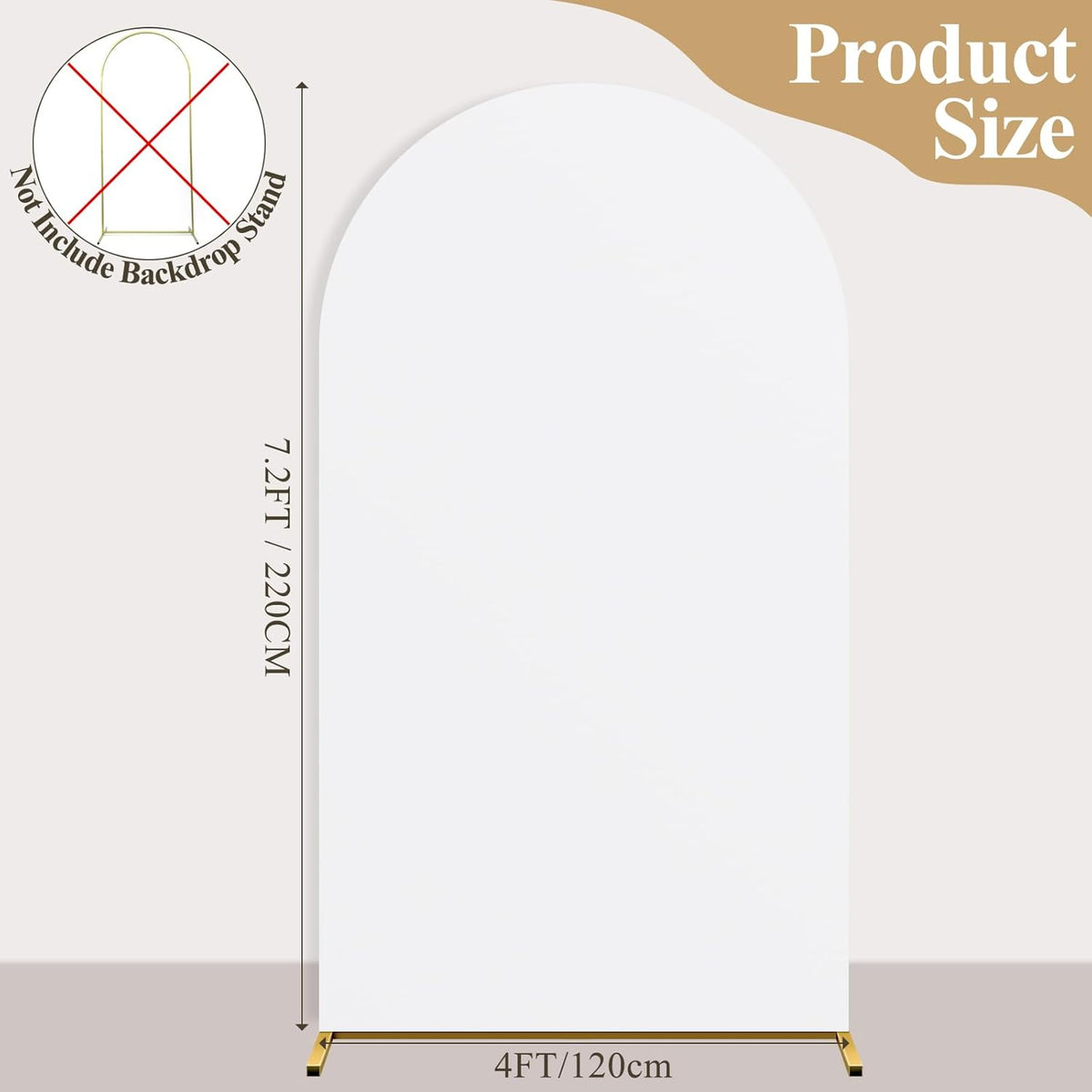 Ledido Wedding Arch Backdrop Cover 7.2FT Arch Covers Fitted Stretchy Spandex Round Top Stand