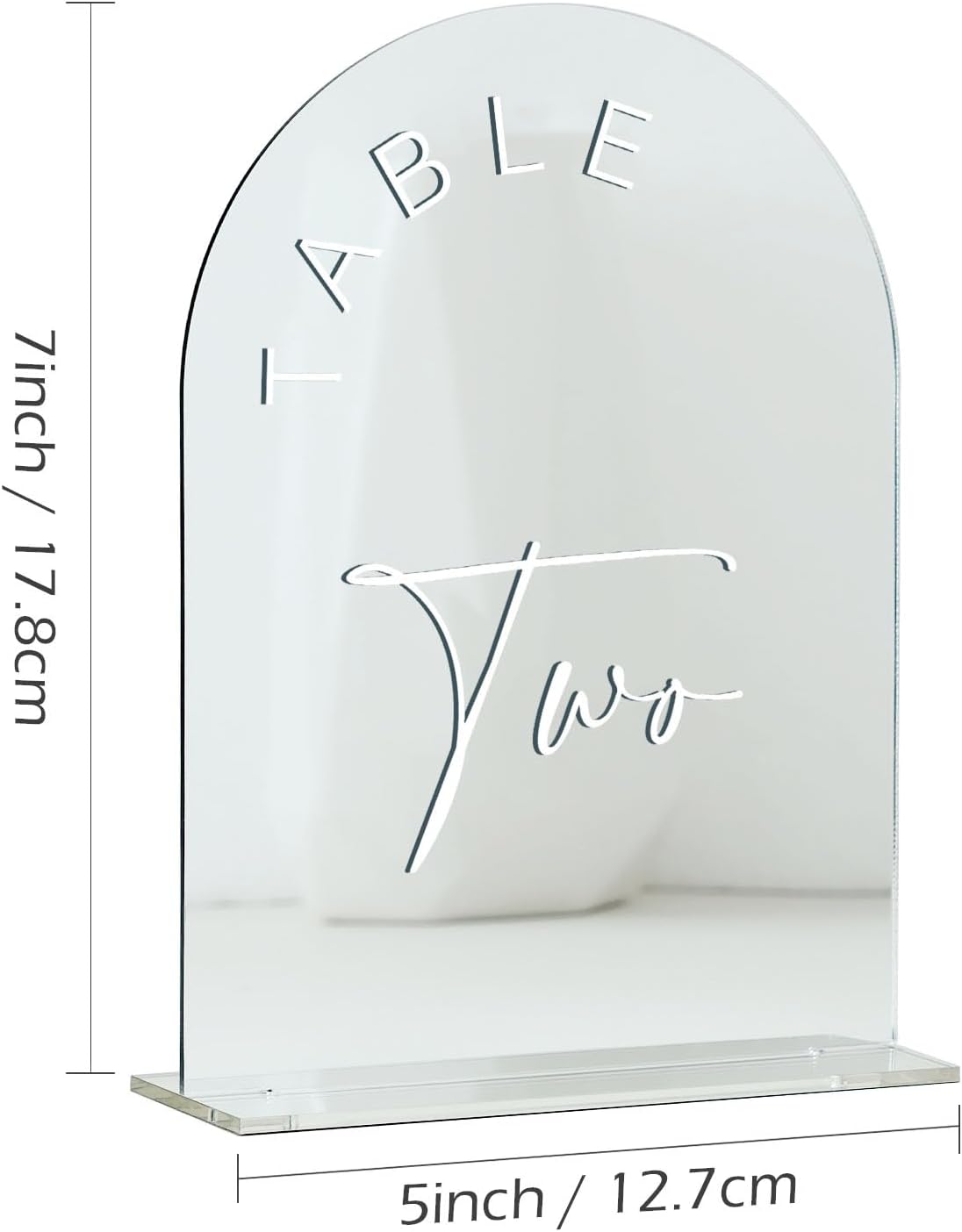 JINMURY Sliver Arch Wedding Table Numbers 1-10 with Stands, 5x7 Inch Acrylic Arch Sign with White