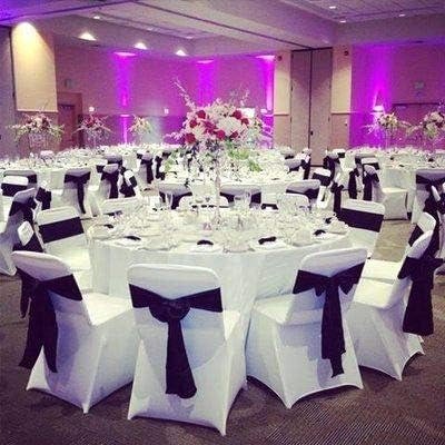 Obstal 10 PCS Burgundy Satin Chair Sashes Bows for Wedding Reception- Universal Chair Cover Back