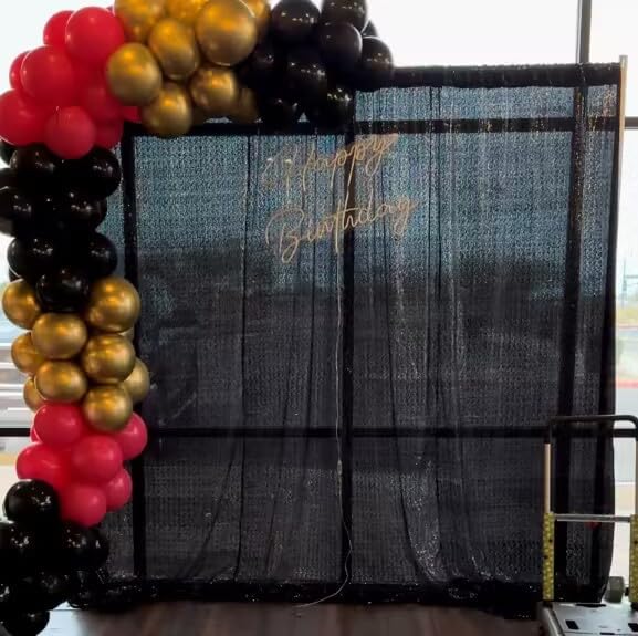 ShinyBeauty 10x10FT Black Sequin Backdrop | Photography & Wedding Background | Glitter Photo Booth