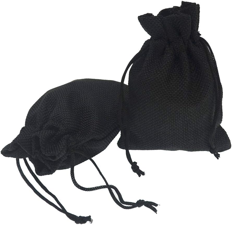 20pcs Burlap Drawstring Gift Bags, 3.9 x 5.5 Black Linen Pouches Candy Jewelry Party Halloween