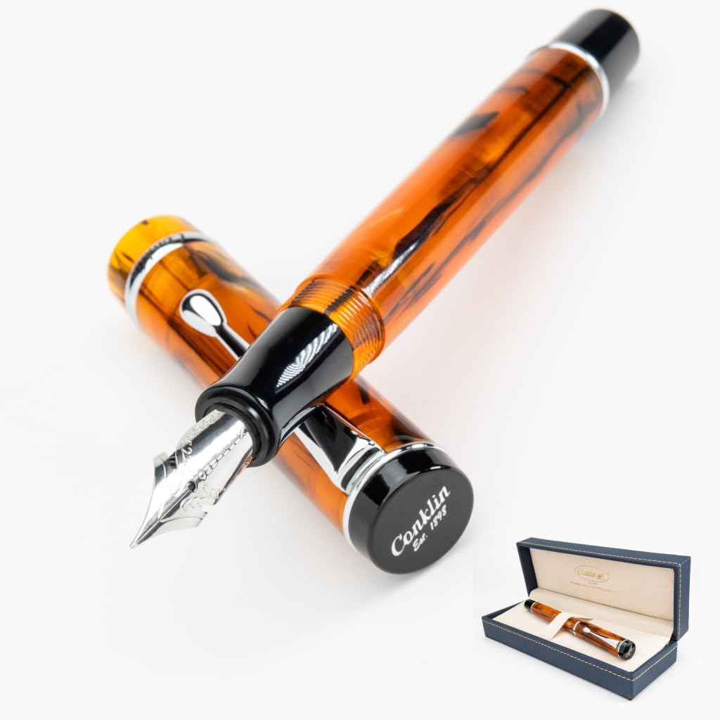 Conklin Duragraph Fountain Pen Amber - Stub Nib, Premium Writing Instrument for Calligraphy &