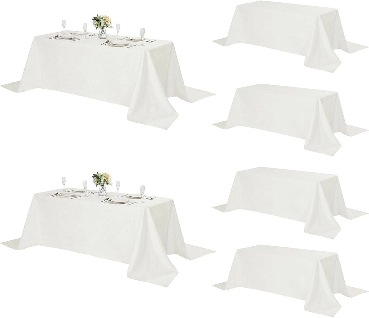 Fokitut 6 Pack Rectangle Tablecloth, 90x132 Inch, Stain Resistant and Wrinkle Polyester Table