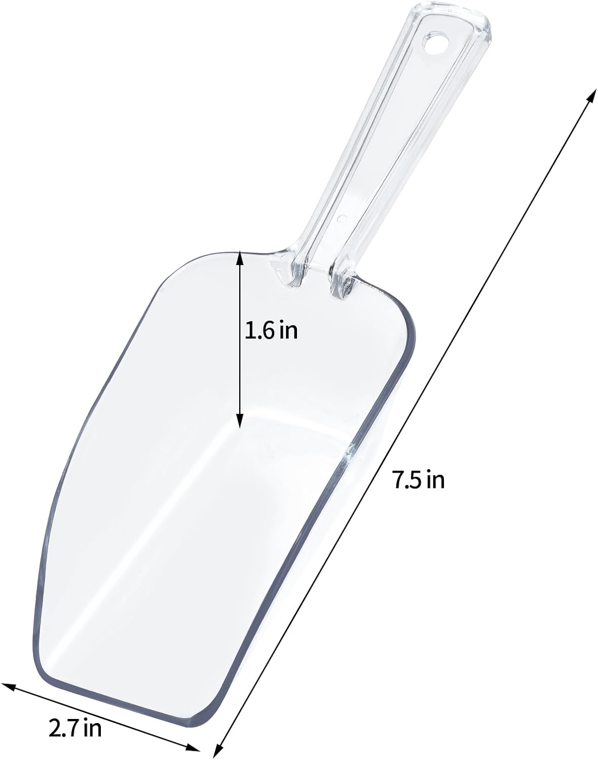 4Pcs Clear Plastic Ice Scoop for Freezer, Mini Candy Popcorn Scoops for Buffet Food Dry Goods