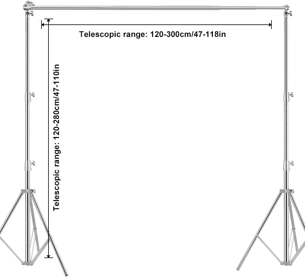 Photo Video Studio Backdrop Stand, 9.19ft Stainless Steel Backdrop Support System Background Stand